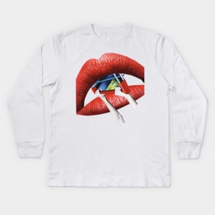 Red Lipstick Shopping Kids Long Sleeve T-Shirt